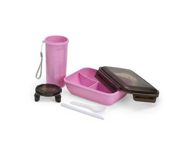 KIT COPO + MARMITA EM FIBRA DE BAMBU