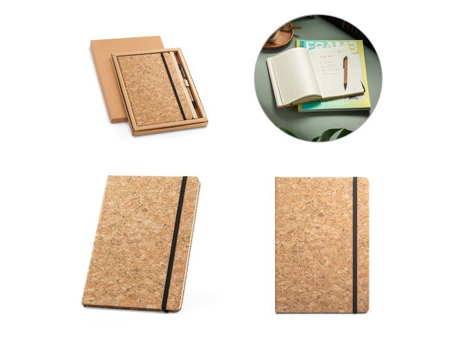 KIT BLOCO DE NOTAS + CANETA EM CORTIÇA