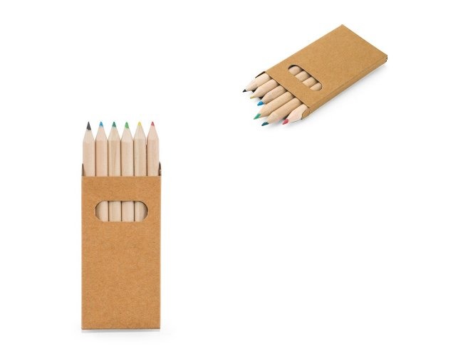 CAIXA DE PAPEL CARTÃO COM LÁPIS DE COR (6 PEÇAS)