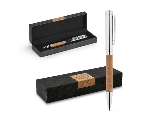 CANETA ESFEROGRÁFICA DE CORTIÇA E METAL