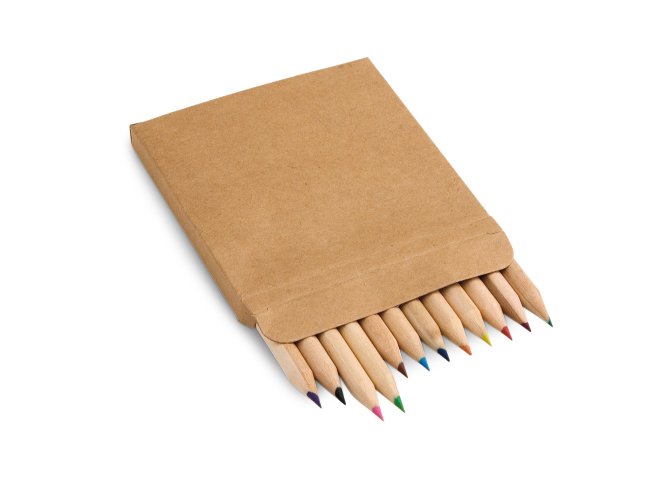 CAIXA DE CARTÃO COM 12 MINI LÁPIS DE COR