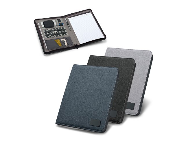 PASTA A4 EM LINHO E COURO SINTÉTICO