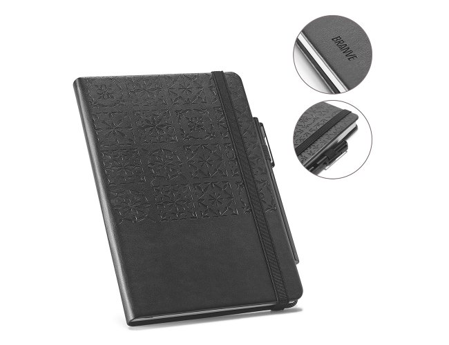 CADERNO CAPA DURA EM COURO SINTÉTICO