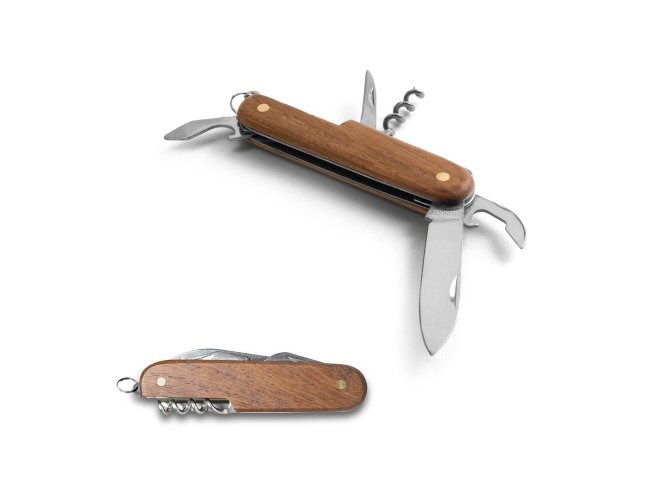 CANIVETE MULTIFUNÇÕES DE MADEIRA EM AÇO INOX