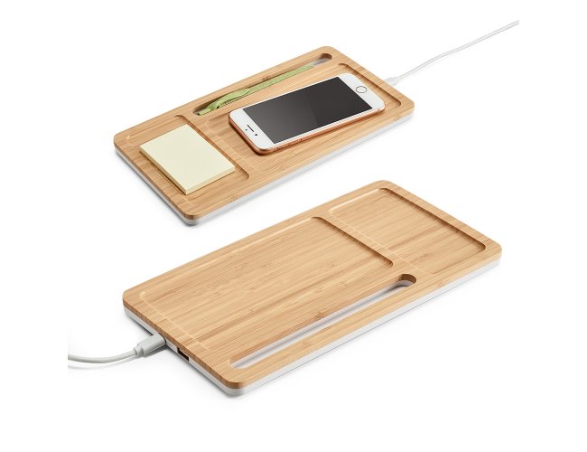 CARREGADOR WIRELESS + SUPORTE EM BAMBU