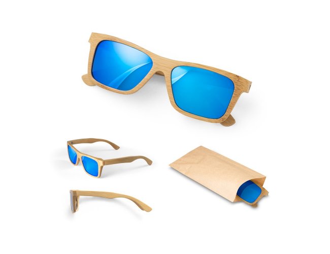 ÓCULOS DE SOL EM BAMBU COM LENTES ESPELHADAS