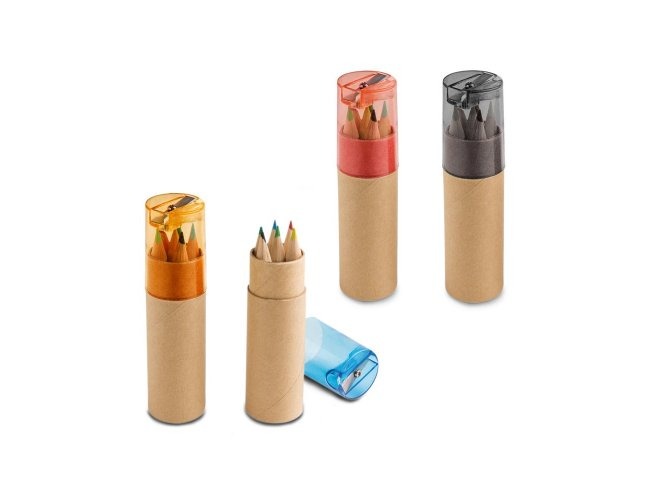 CAIXA DE PAPEL CARTÃO COM LÁPIS DE COR (6 PEÇAS)