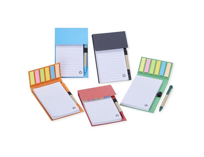 BLOCO DE ANOTAÇÕES COM AUTOADESIVOS E CANETA