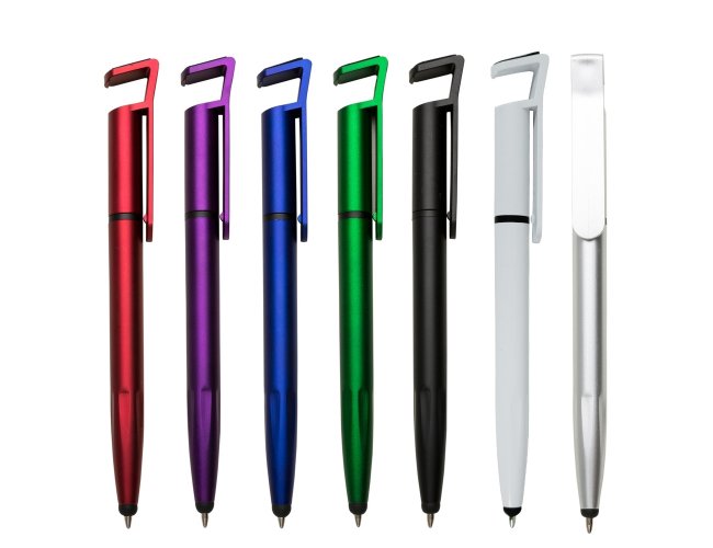 CANETA PLÁSTICA TOUCH COM SUPORTE