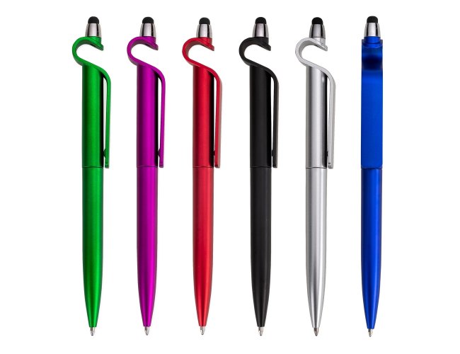 CANETA PLÁSTICA TOUCH COM SUPORTE