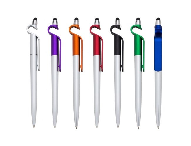 CANETA PLÁSTICA TOUCH COM SUPORTE