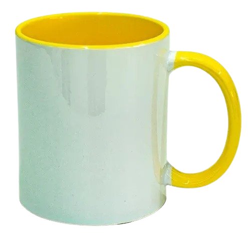 CANECA DE CERÂMICA COM INTERIOR E ALÇA COLORIDA