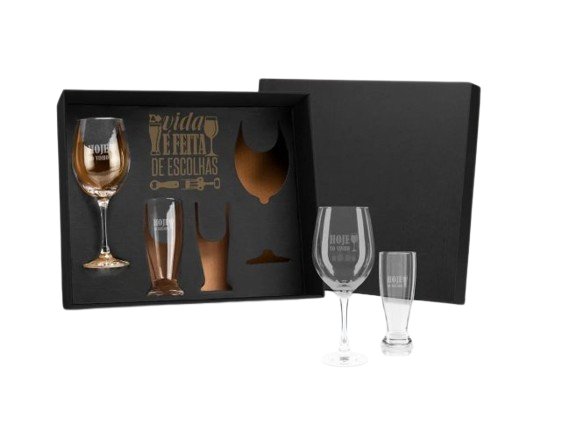 JOGO DE COPOS DE VIDRO PARA VINHO E CERVEJA (4 PEÇAS)