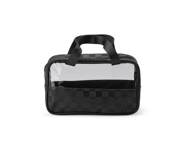 NÉCESSAIRE EM PVC E COURO SINTÉTICO