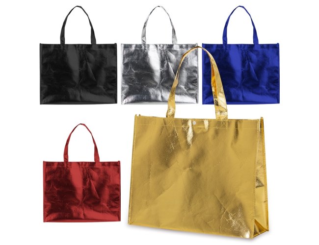 Sacola TNT metalizada. 35cm X 45,5cm X 11,5cm